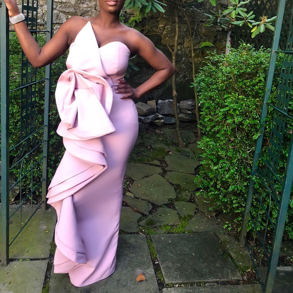 Fablane ruffled light pink gown